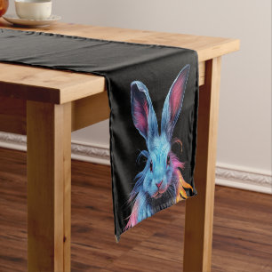 Chemin De Table Moyen Superbe Lapin Bleu en feu