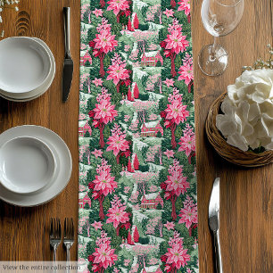 Chemin De Table Moyen Tapis de table de Noël tendance rose vert prépa