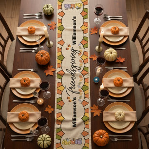 Chemin De Table Moyen Tapis de table Friendsgiving Rétro Groovy