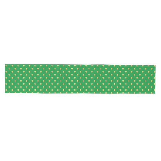 Chemin De Table Moyen Vert avec points de Parties scintillant or (Horizontal)