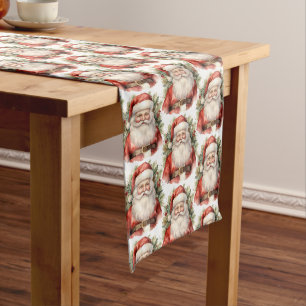 Chemin De Table Moyen Vintage Noël Père Noël Motif souriant