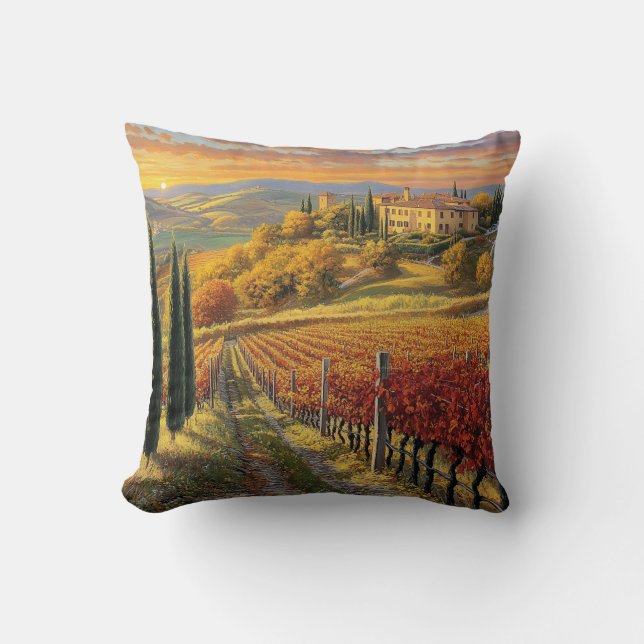 Chemin de vigne doré – Coussin carré (Recto)