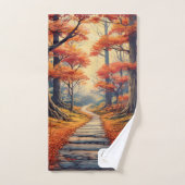 Chemin forestier d'automne avec nom et année (Serviette à main)