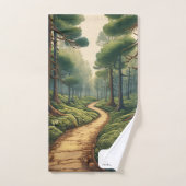 Chemin forestier rustique avec nom et monogramme (Serviette à main)