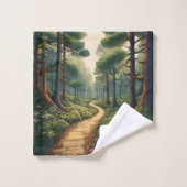Chemin forestier rustique avec nom et monogramme (Gant de toilette)