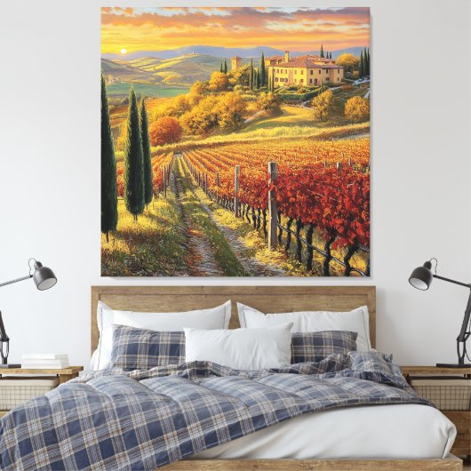 Chemin vignoble doré – Toile premium de Toscane (Insitu(Chambre))