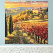 Chemin vignoble doré – Toile premium de Toscane (Insitu (Plancher de Bois))