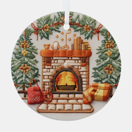 Cheminée brodée 3D ornements de Noël (Verso)