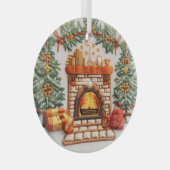 Cheminée brodée 3D ornements de Noël (Avant droite)