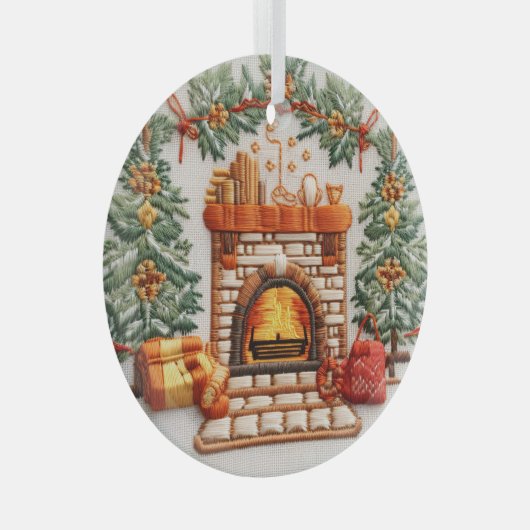 Cheminée brodée 3D ornements de Noël (Avant droite)