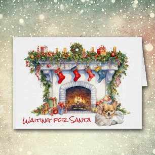 Cheminée de Noël Chihuahua Chiuppy Attendez Père N