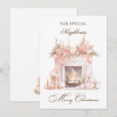 Cheminée de Noël Voisins Carte de vacances (Devant / Derrière)