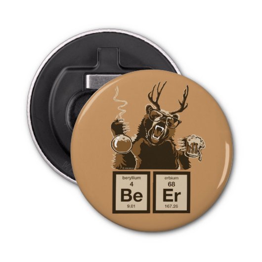 Chemisch beer ontdekte bier button flesopener (Voorkant)