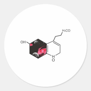 Chemisch molecuul met uitzicht voor de ruimte ronde sticker