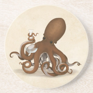 chemisch octopus met kolf-steampunkwetenschap zandsteen onderzetter
