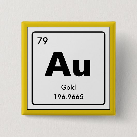 Chemisch periodiek systeem van elementen: Au Vierkante Button 5,1 Cm (Voorkant)