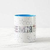 Chemische diagrammen en typografische vormgeving tweekleurige koffiemok (Center)