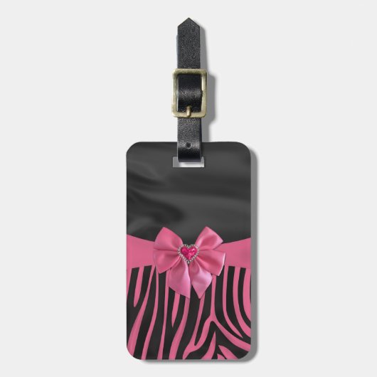 chemische elegant zijde effecten zebra print bagagelabel (Voorkant verticaal)