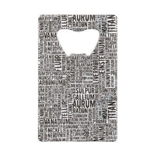 Chemische elementen kredietkaart flessenopener