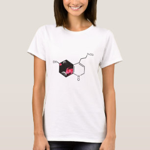 Chemische molecule met uitzicht op de ruimte t-shirt