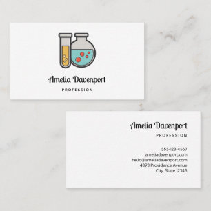Chemische reageerbuis en bekerglas visitekaartje