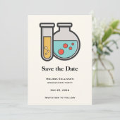 Chemische Testbuis en Beaker Afstuderen Save The Date (Staand voorkant)