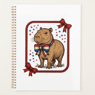 Chemise à nœud papillon capybara patriotique vinta