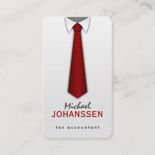 Chemise blanche Cravate rouge Cartes de visite com (Devant)