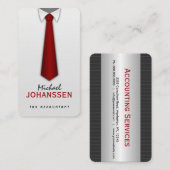 Chemise blanche Cravate rouge Cartes de visite com (Devant / Derrière)