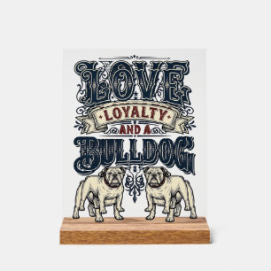 Chemise d'amour Bulldog Gravure vintage Citation d