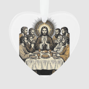 Chemise d'art religieux gravure sainte Cène vintag