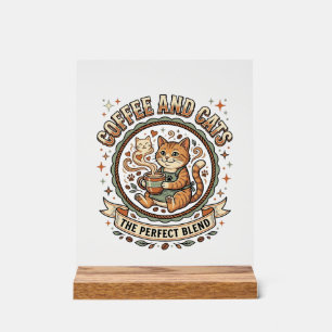 Chemise d'art vectoriel vintage Café et chats Chat