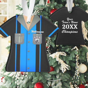 Chemise de bowling vintage bleue et noire