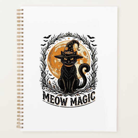 Chemise de chat sorcière Design de lune Halloween  (Devant)
