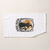 Chemise de chat sorcière Design de lune Halloween (Serviette à main)