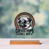 Chemise de chien de café rétro Chill Pug Graphique (Neutre)