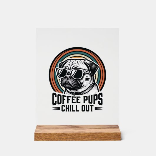 Chemise de chien de café rétro Chill Pug Graphique (Recto)