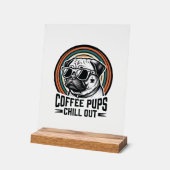 Chemise de chien de café rétro Chill Pug Graphique (Angle)