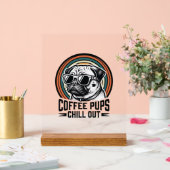 Chemise de chien de café rétro Chill Pug Graphique (Mariage)
