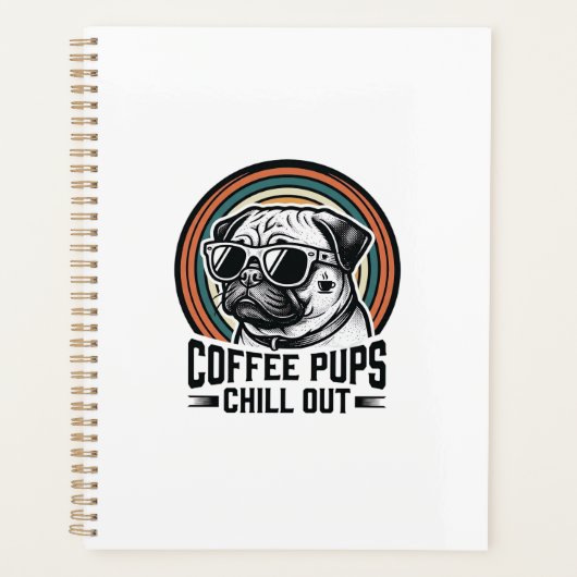 Chemise de chien de café rétro Chill Pug Graphique (Devant)