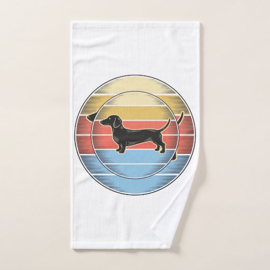Chemise de chien de coucher de soleil rétro de tec (Serviette à main)