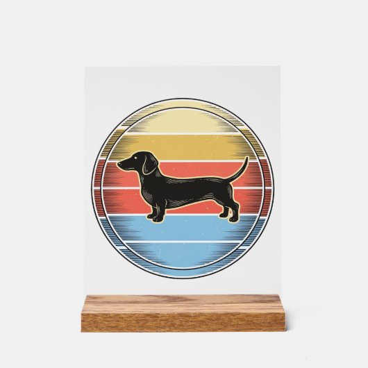 Chemise de chien de coucher de soleil rétro teckel (Recto)