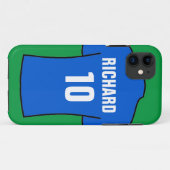 Chemise de football en Coque bleu-coque iphone Mat (Dos (Horizontal))