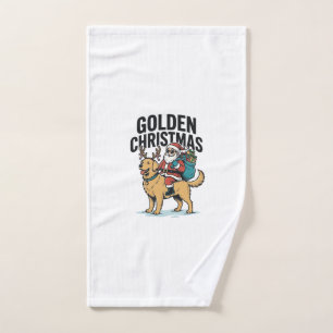 Chemise de Noël dorée Santa à cheval sur Retriever