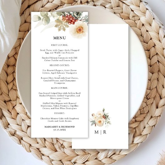 Chemise de Noël Floral Winter Wedding Menu
