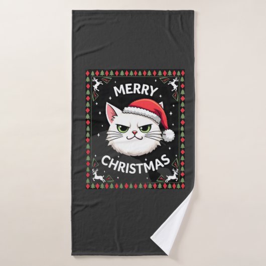 Chemise de Noël laide Smudge Cat (1) (Serviette de bain)
