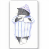 CHEMISE DE NUIT CHAT Autocollant vinyle 2" (Recto)