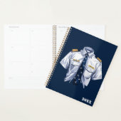 Chemise de pilote bleu aquarelle cool & étiquette  (Devant avec enveloppe)