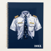 Chemise de pilote bleu aquarelle cool & étiquette  (Devant)