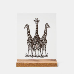 Chemise de safari avec gravure de girafe vintage a
